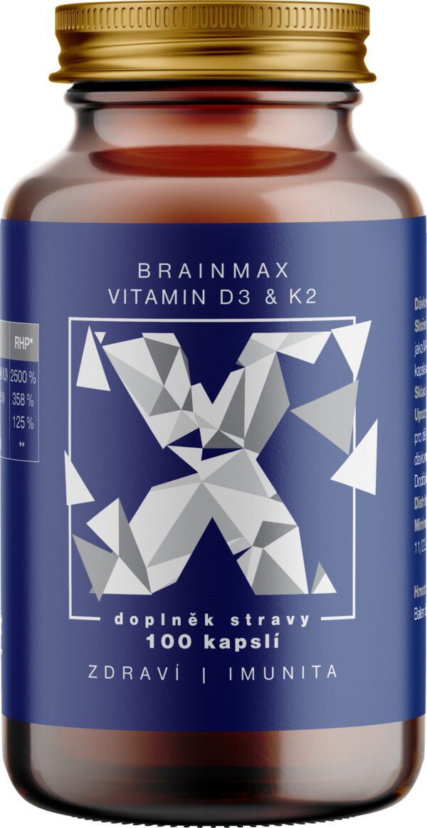 BrainMax Vitamin D3 & K2, D3 5000 IU / K2 jako MK7 all-trans K2VITAL®DELTA 150 mcg, 100 rostlinných kapslí